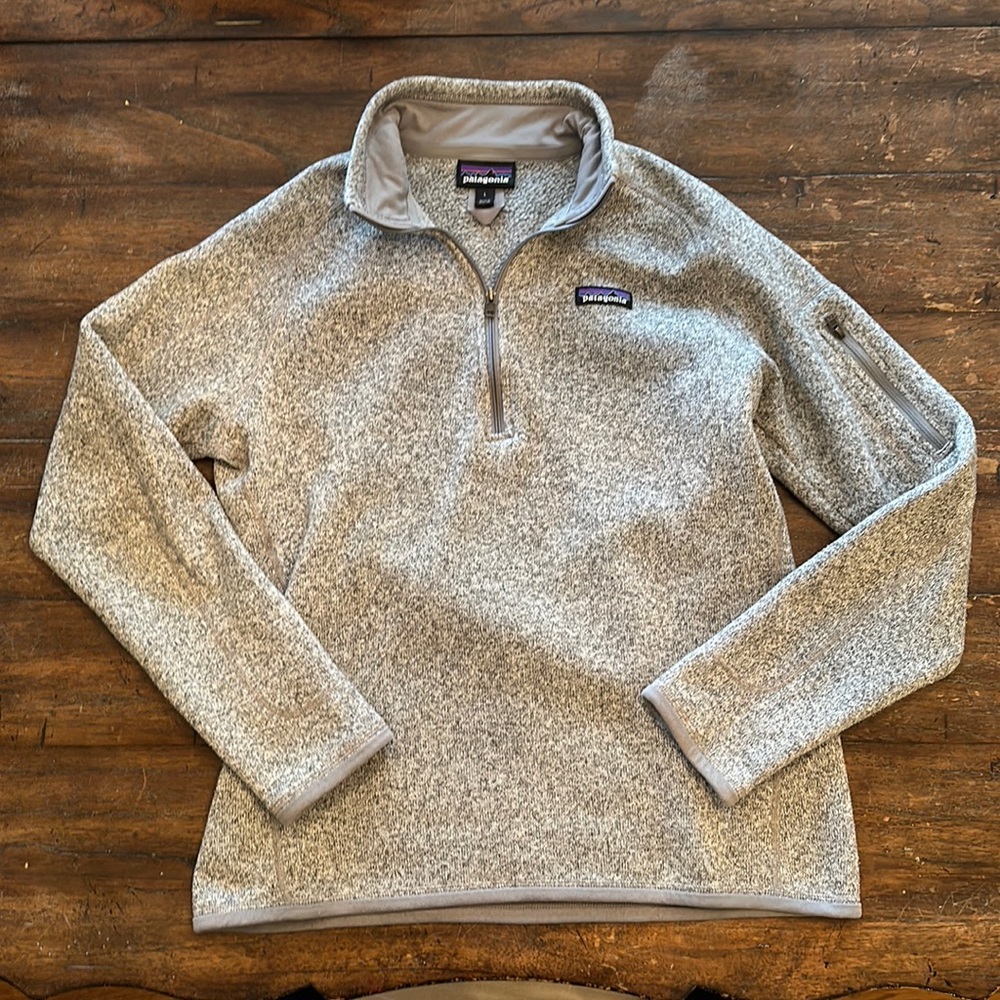 Patagonia, better sweater, gray quarter zip side arm pocket women’s size large